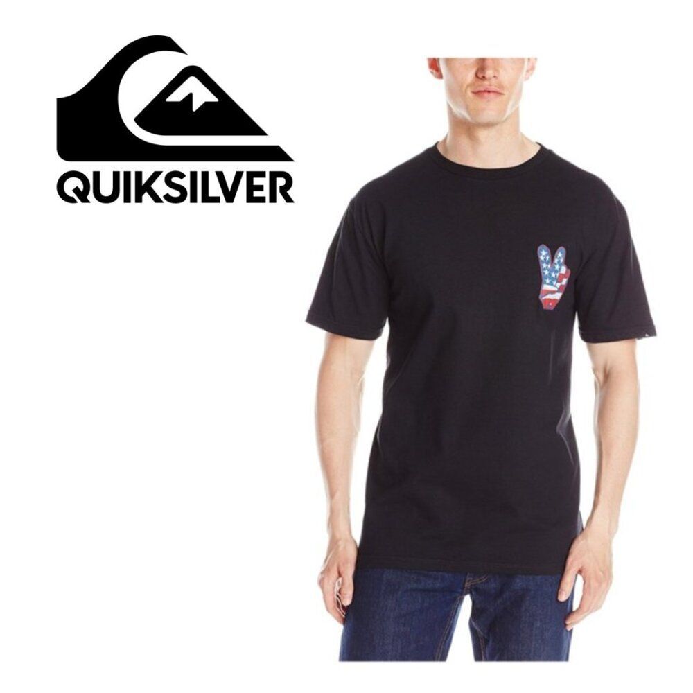 Quick Silver Piece Sign American Flag T-Shirt